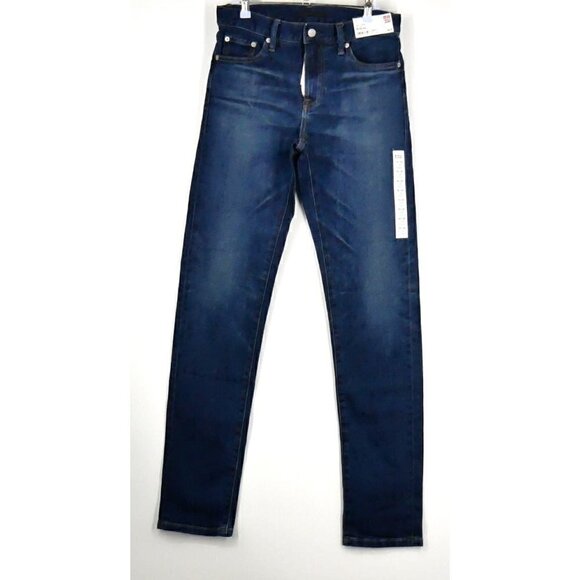 NWT UNIQLO Men's Slim Fit Straight Jeans Blue 28X34 - Picture 2 of 4